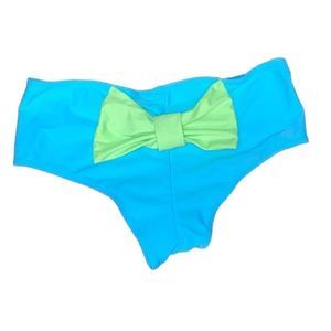 TURQUOISE/LIME BOW BACK BIKINI BOTTOMS SIZE MEDIUM NWOT